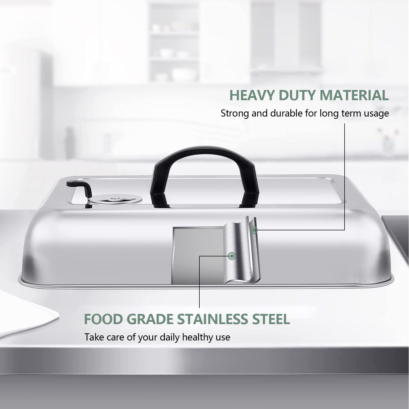 3Pcs Basting Cover For Griddle, Leonyo Large 13'' & 9'' Rectangular Cheese Melting Dome With Adjustable Vent, Stainless Steel Bu